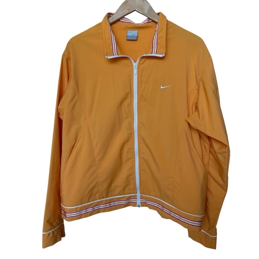 VTG! 90s Nike Orange w/ Stripes Women’s XL Windbreaker Jacket Full Zip Retro